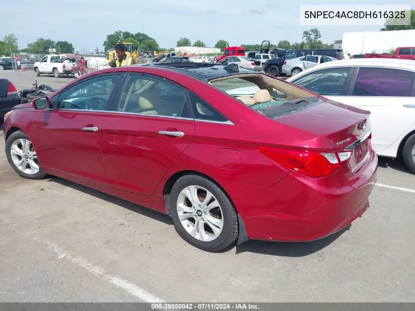 2013 Hyundai Sonata Limited VIN: 5NPEC4AC8DH616325 Lot: 39850042