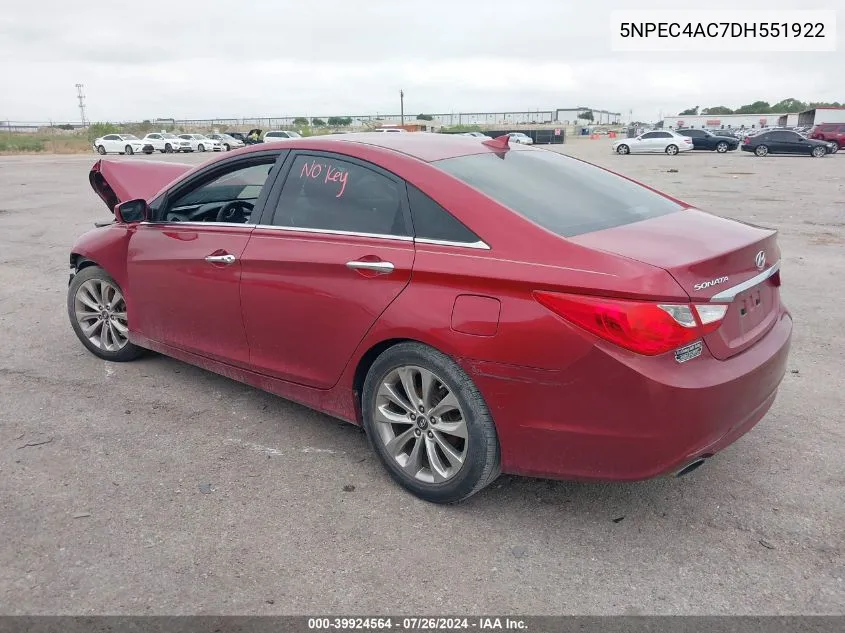 2013 Hyundai Sonata Se VIN: 5NPEC4AC7DH551922 Lot: 39924564