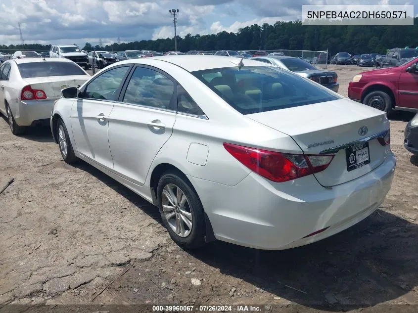 2013 Hyundai Sonata Gls VIN: 5NPEB4AC2DH650571 Lot: 39960067