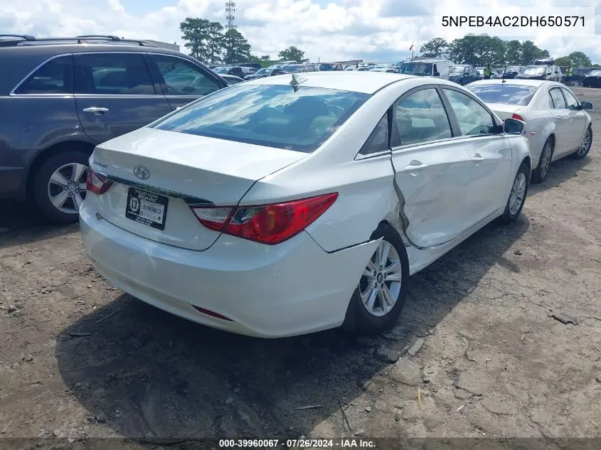 2013 Hyundai Sonata Gls VIN: 5NPEB4AC2DH650571 Lot: 39960067