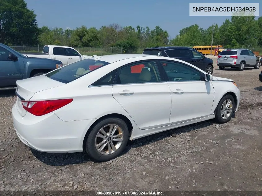 2013 Hyundai Sonata Gls VIN: 5NPEB4AC5DH534958 Lot: 39967819