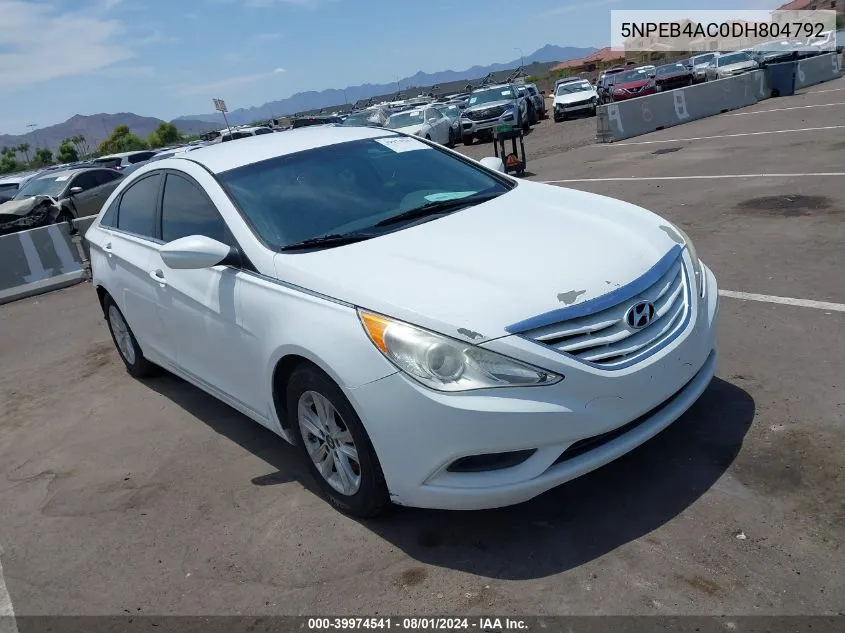 2013 Hyundai Sonata Gls VIN: 5NPEB4AC0DH804792 Lot: 39974541