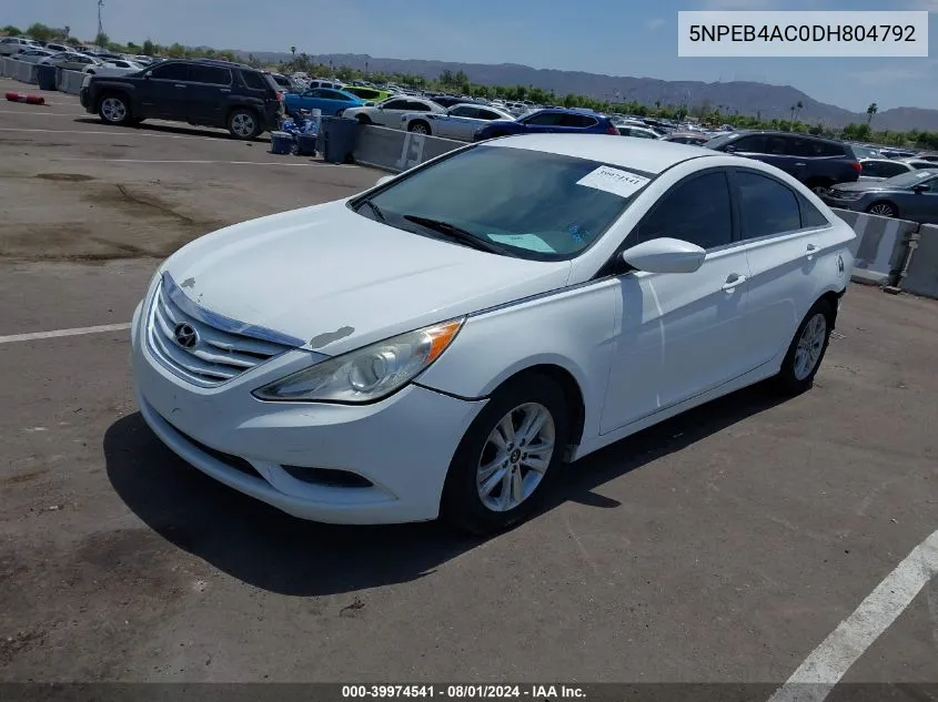 2013 Hyundai Sonata Gls VIN: 5NPEB4AC0DH804792 Lot: 39974541