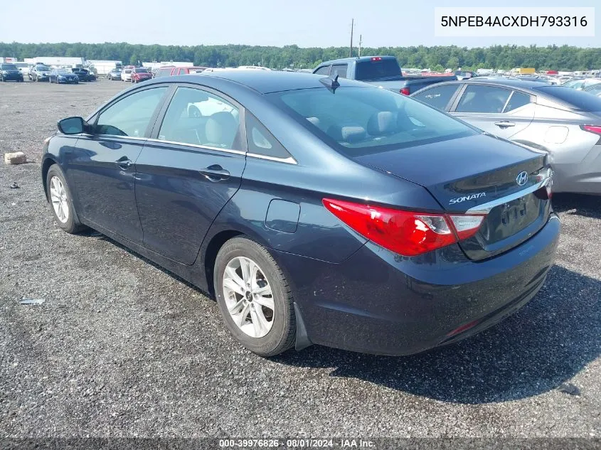 2013 Hyundai Sonata Gls VIN: 5NPEB4ACXDH793316 Lot: 39976826