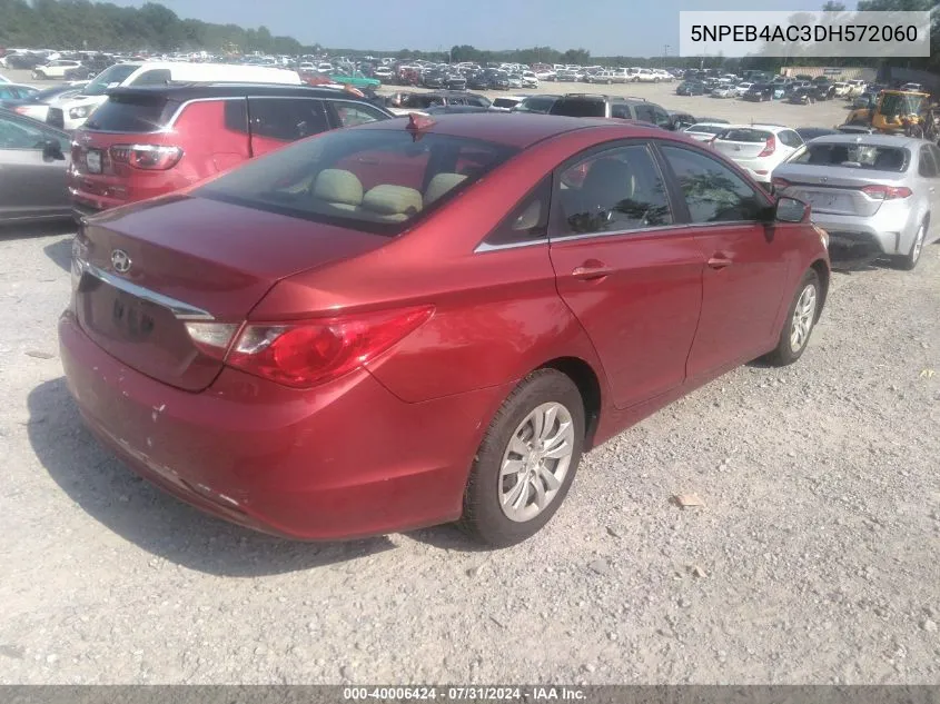 2013 Hyundai Sonata Gls VIN: 5NPEB4AC3DH572060 Lot: 40006424