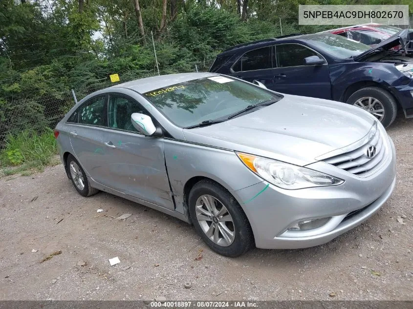 2013 Hyundai Sonata Gls VIN: 5NPEB4AC9DH802670 Lot: 40018897