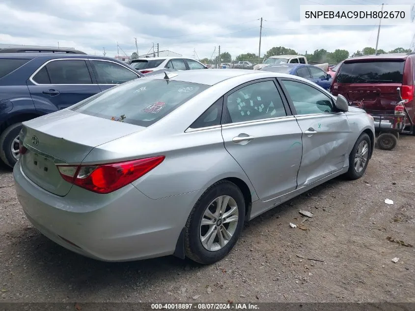 2013 Hyundai Sonata Gls VIN: 5NPEB4AC9DH802670 Lot: 40018897