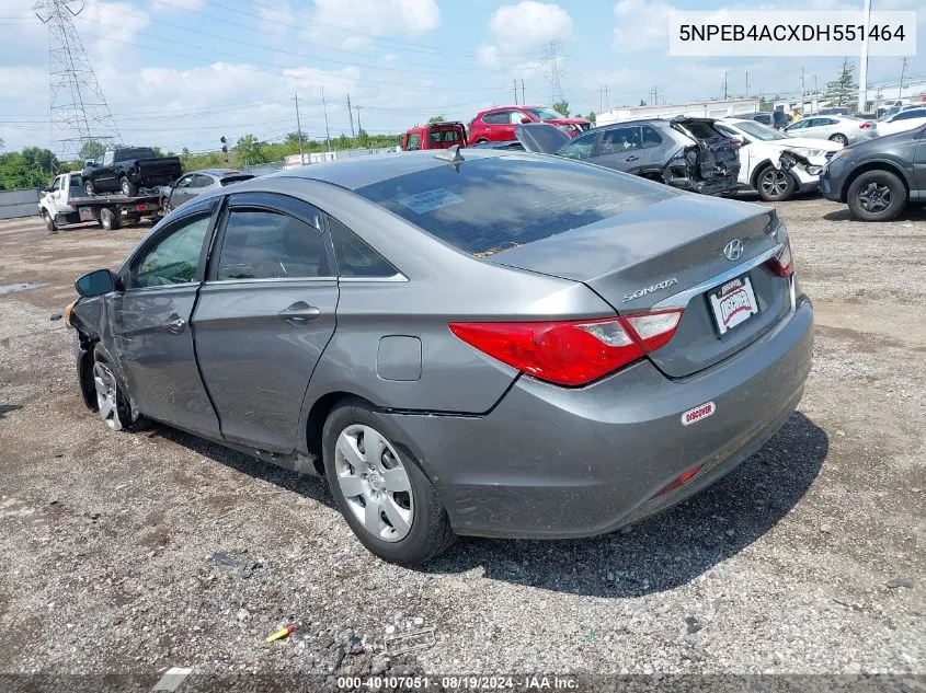 2013 Hyundai Sonata Gls VIN: 5NPEB4ACXDH551464 Lot: 40107051