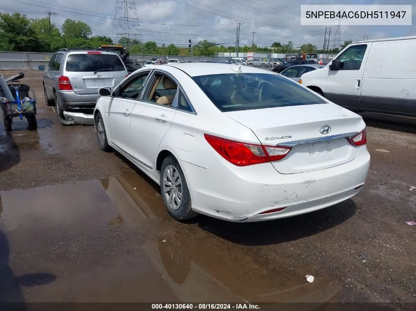 2013 Hyundai Sonata Gls VIN: 5NPEB4AC6DH511947 Lot: 40130640