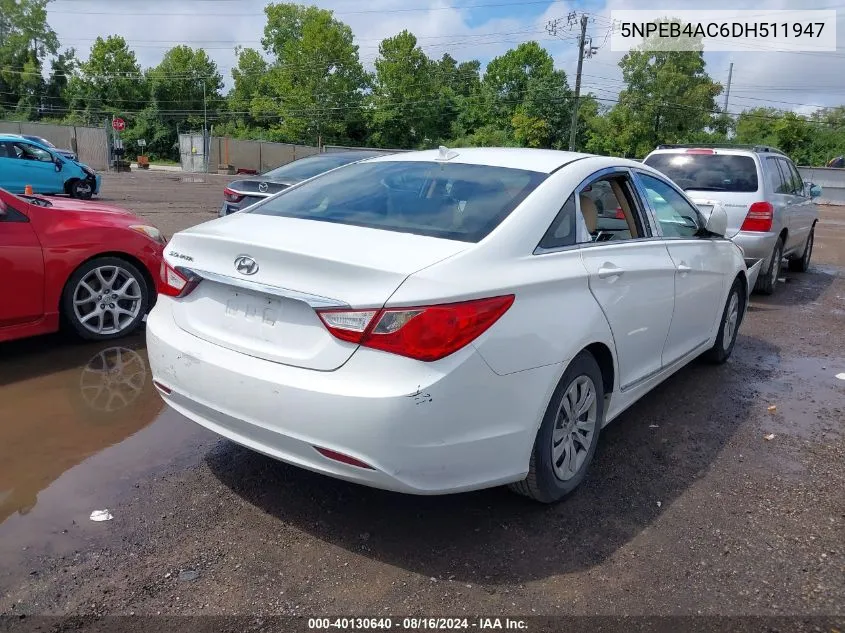 2013 Hyundai Sonata Gls VIN: 5NPEB4AC6DH511947 Lot: 40130640