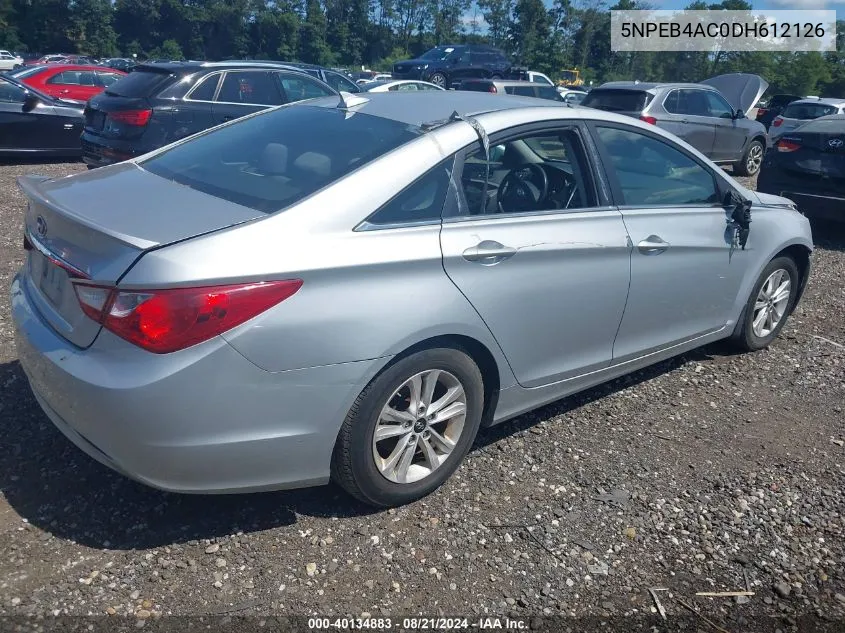 2013 Hyundai Sonata Gls VIN: 5NPEB4AC0DH612126 Lot: 40134883