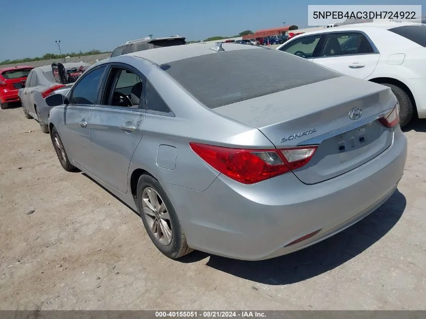 5NPEB4AC3DH724922 2013 Hyundai Sonata Gls