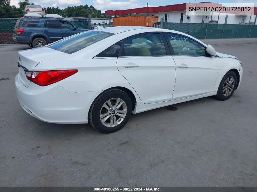 2013 Hyundai Sonata Gls VIN: 5NPEB4AC2DH725852 Lot: 40186255