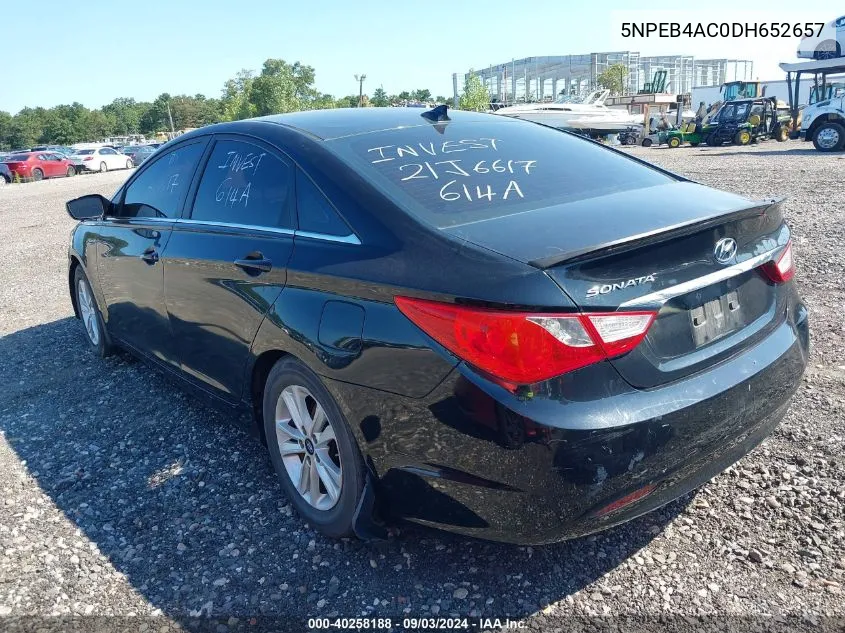 2013 Hyundai Sonata Gls VIN: 5NPEB4AC0DH652657 Lot: 40258188