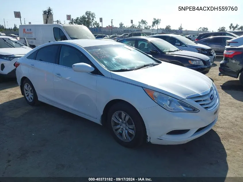 2013 Hyundai Sonata Gls VIN: 5NPEB4ACXDH559760 Lot: 40373182