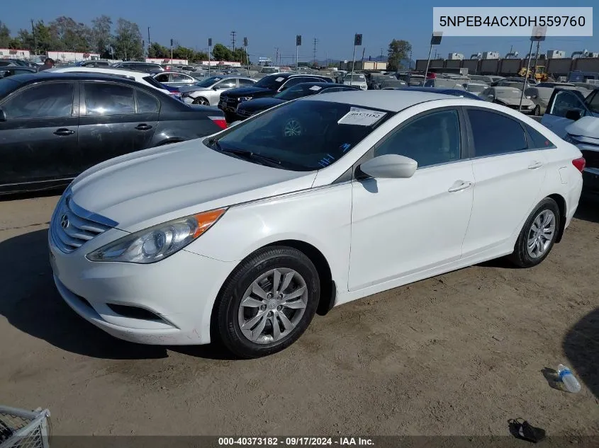 2013 Hyundai Sonata Gls VIN: 5NPEB4ACXDH559760 Lot: 40373182