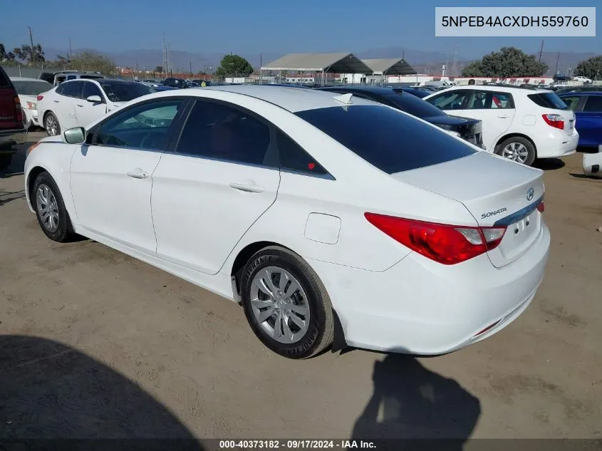 2013 Hyundai Sonata Gls VIN: 5NPEB4ACXDH559760 Lot: 40373182