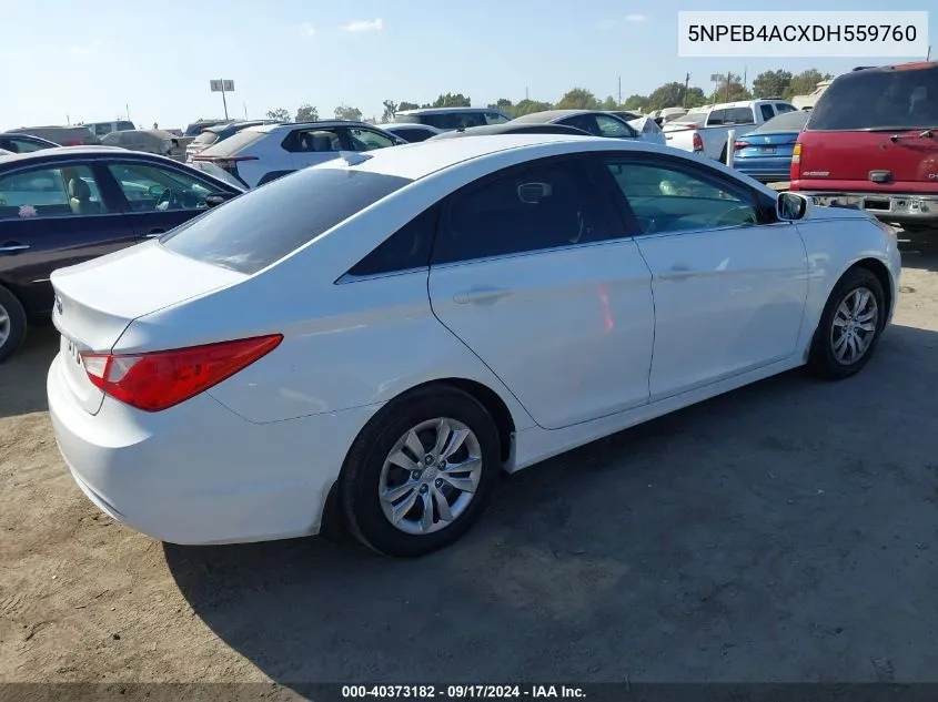 5NPEB4ACXDH559760 2013 Hyundai Sonata Gls