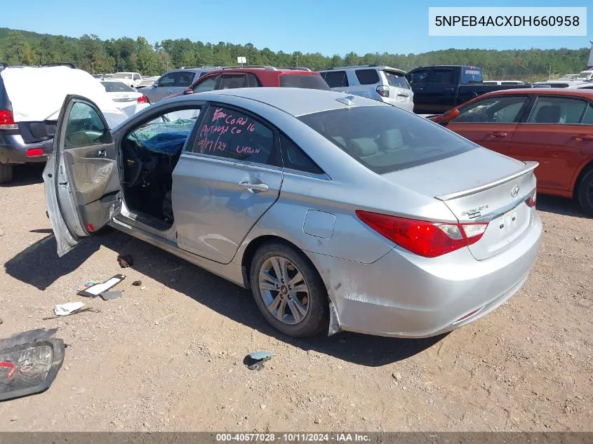 2013 Hyundai Sonata Gls VIN: 5NPEB4ACXDH660958 Lot: 40577028