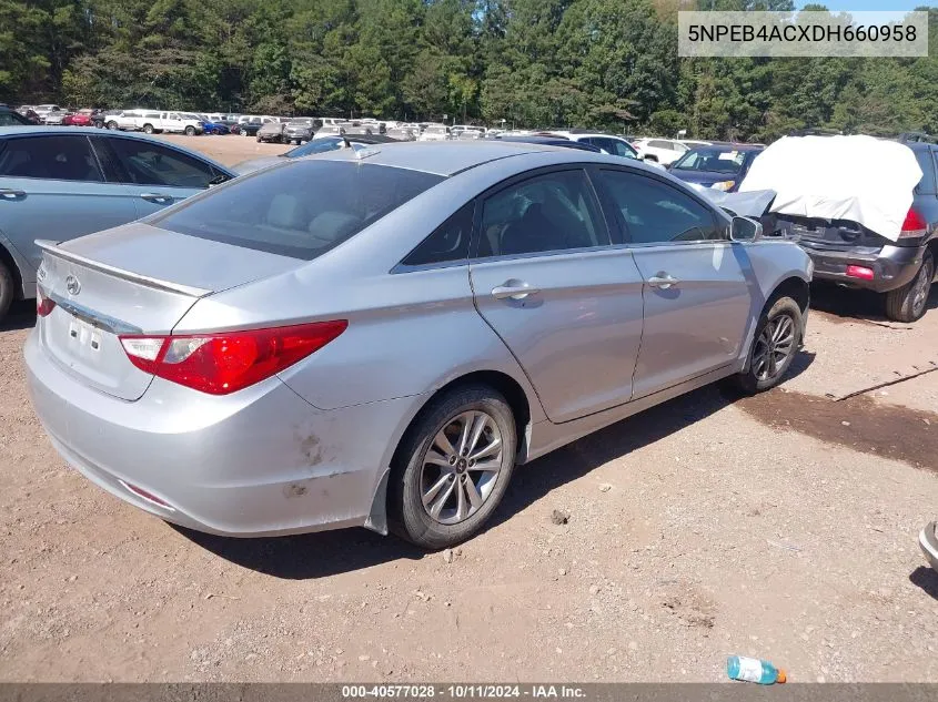 2013 Hyundai Sonata Gls VIN: 5NPEB4ACXDH660958 Lot: 40577028