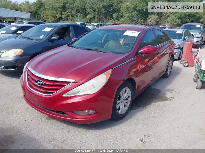 2013 Hyundai Sonata Gls VIN: 5NPEB4AC2DH759113 Lot: 40630477