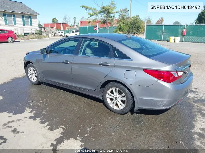 2013 Hyundai Sonata Gls VIN: 5NPEB4AC4DH643492 Lot: 40634039