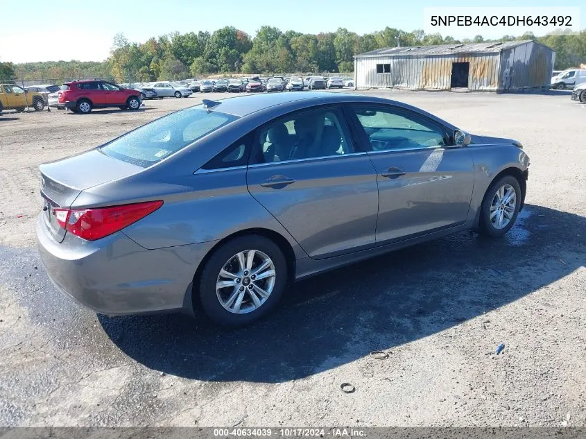 2013 Hyundai Sonata Gls VIN: 5NPEB4AC4DH643492 Lot: 40634039