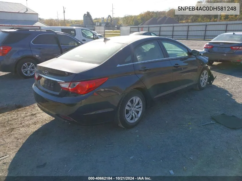 2013 Hyundai Sonata Gls VIN: 5NPEB4AC0DH581248 Lot: 40662184