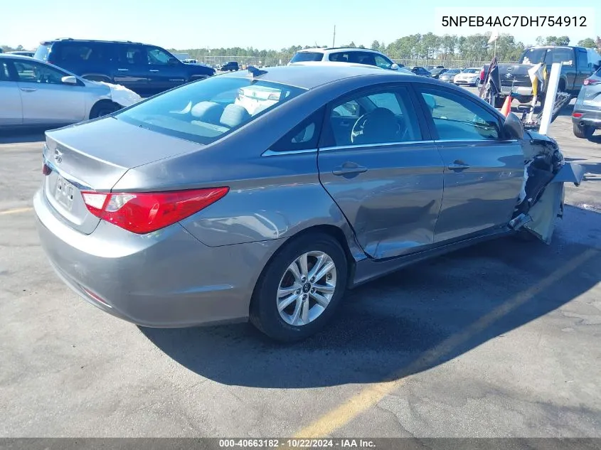 2013 Hyundai Sonata Gls VIN: 5NPEB4AC7DH754912 Lot: 40663182