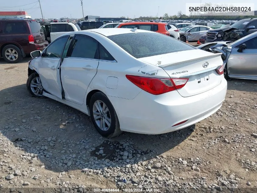 2013 Hyundai Sonata Gls VIN: 5NPEB4AC2DH588024 Lot: 40694644