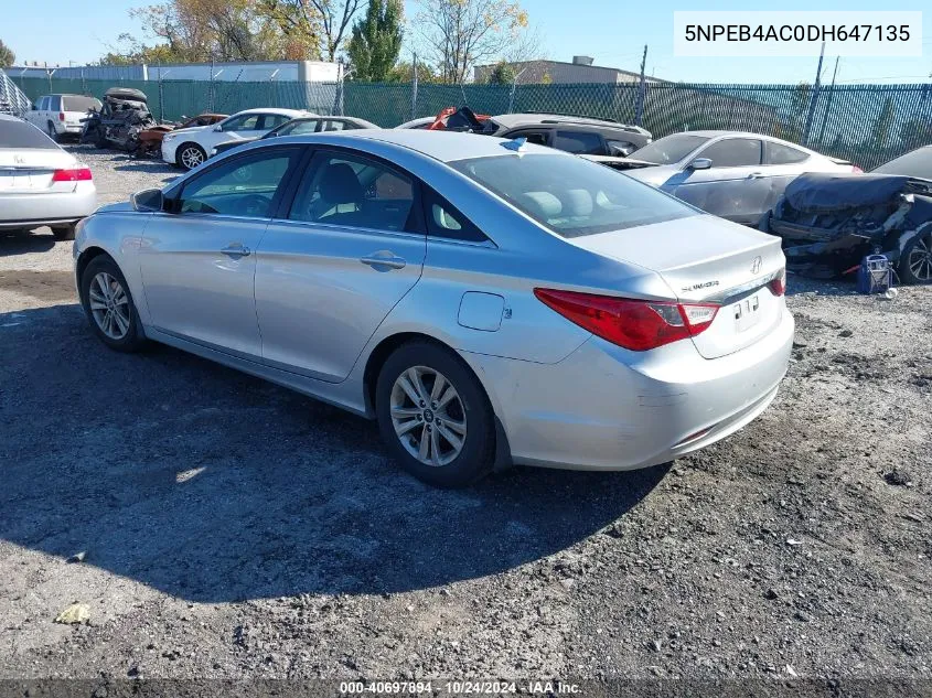 2013 Hyundai Sonata Gls VIN: 5NPEB4AC0DH647135 Lot: 40697894