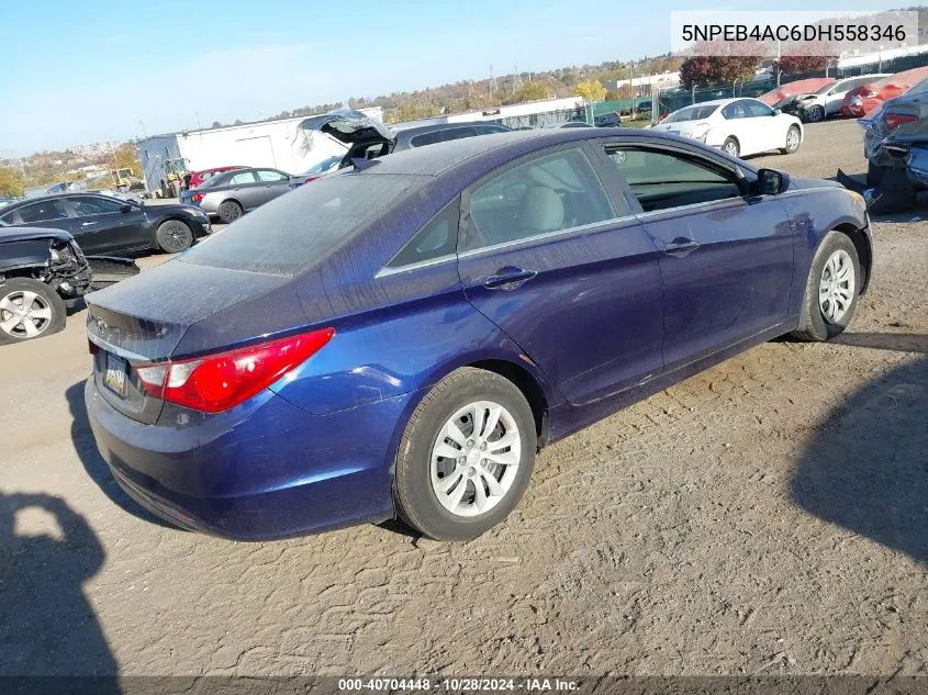 2013 Hyundai Sonata Gls VIN: 5NPEB4AC6DH558346 Lot: 40704448