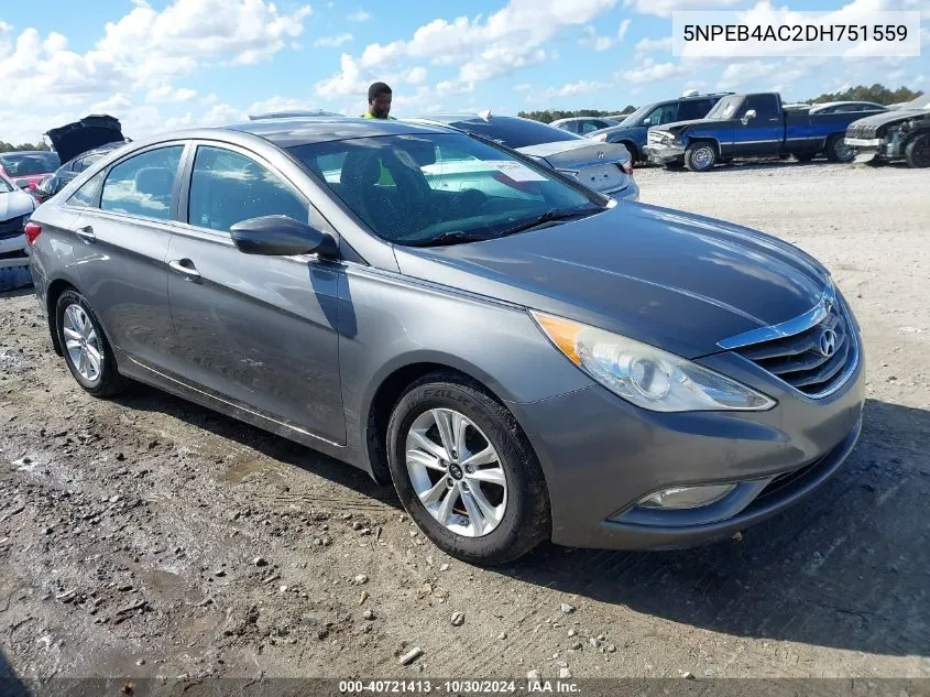 2013 Hyundai Sonata Gls VIN: 5NPEB4AC2DH751559 Lot: 40721413