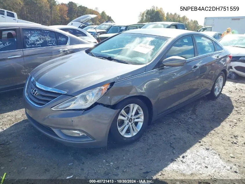 2013 Hyundai Sonata Gls VIN: 5NPEB4AC2DH751559 Lot: 40721413