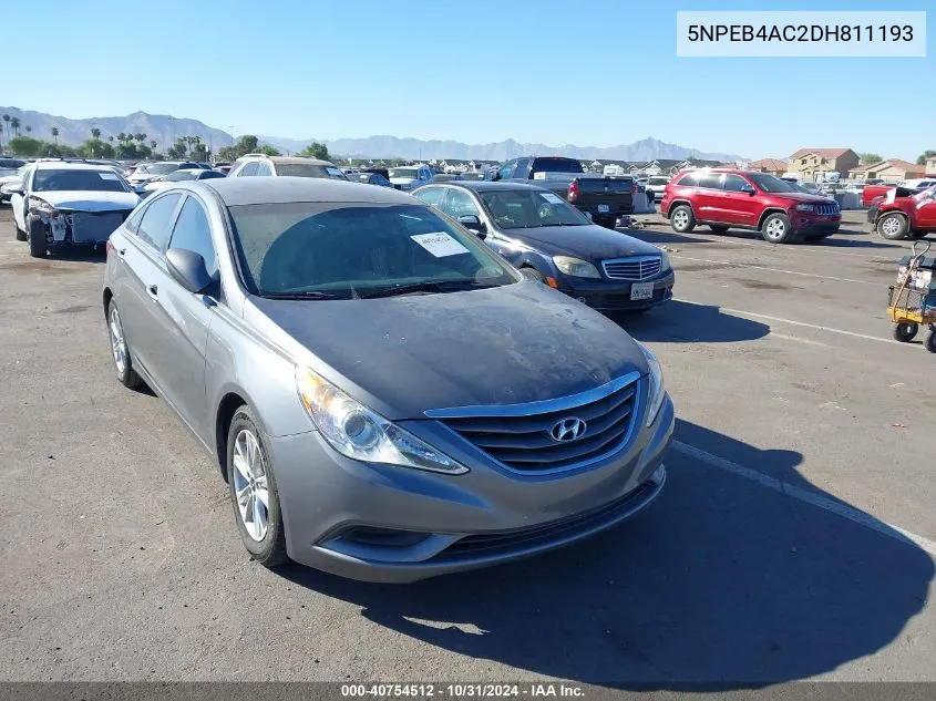 2013 Hyundai Sonata Gls VIN: 5NPEB4AC2DH811193 Lot: 40754512