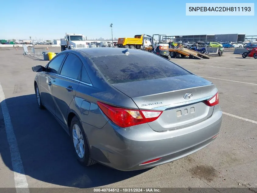 2013 Hyundai Sonata Gls VIN: 5NPEB4AC2DH811193 Lot: 40754512