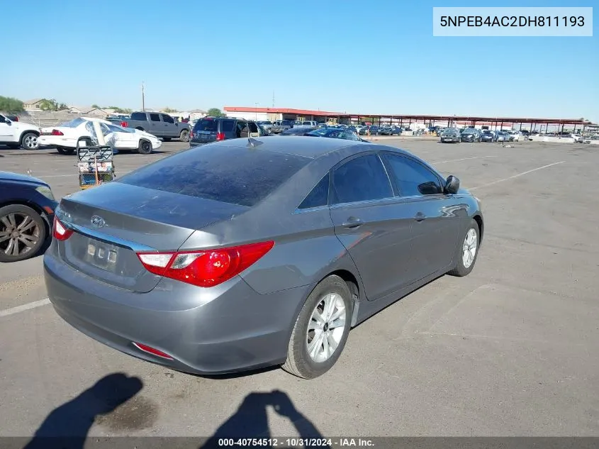 2013 Hyundai Sonata Gls VIN: 5NPEB4AC2DH811193 Lot: 40754512