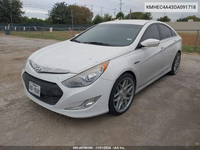 2013 Hyundai Sonata Hybrid Limited VIN: KMHEC4A43DA091718 Lot: 40768390