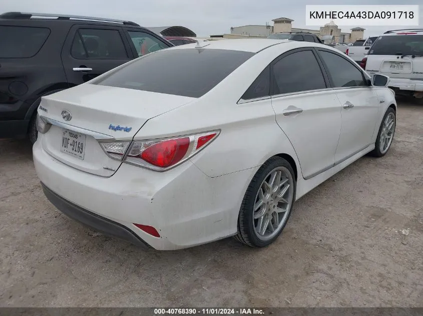 2013 Hyundai Sonata Hybrid Limited VIN: KMHEC4A43DA091718 Lot: 40768390