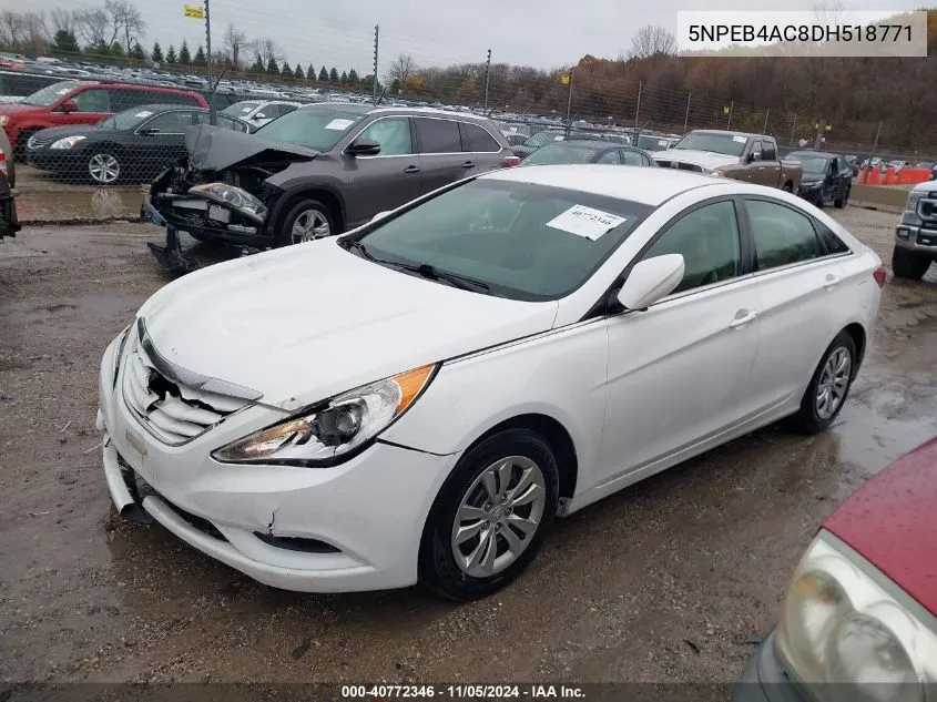 2013 Hyundai Sonata Gls VIN: 5NPEB4AC8DH518771 Lot: 40772346