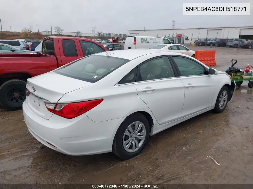 2013 Hyundai Sonata Gls VIN: 5NPEB4AC8DH518771 Lot: 40772346