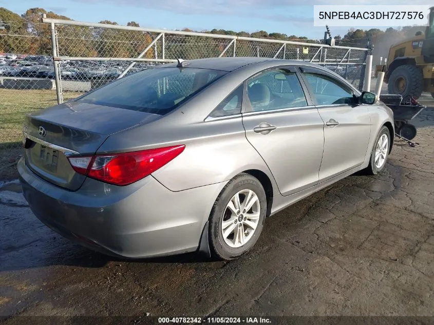 2013 Hyundai Sonata Gls VIN: 5NPEB4AC3DH727576 Lot: 40782342