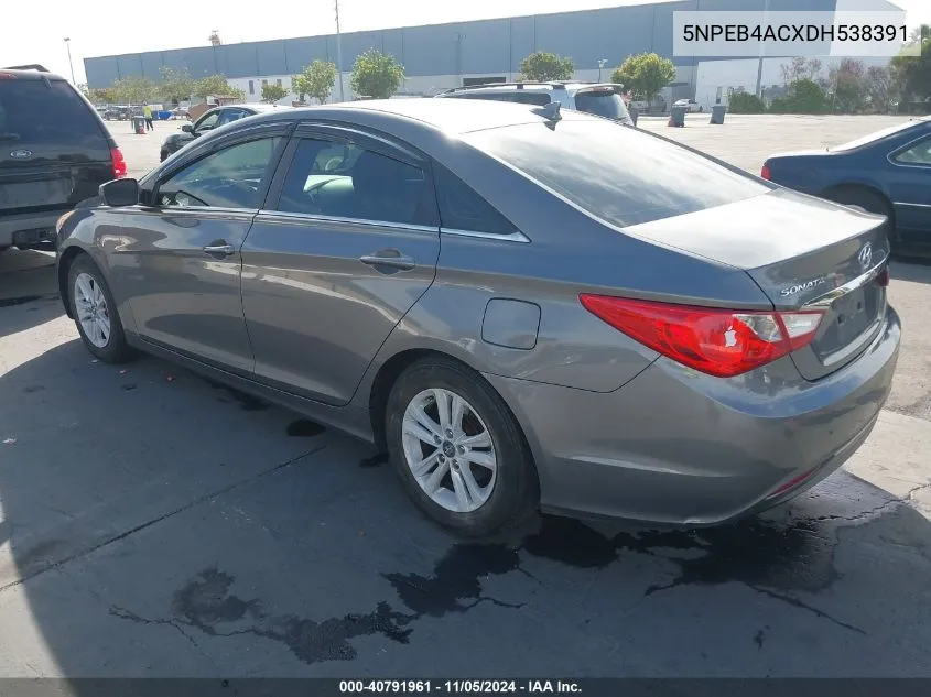 2013 Hyundai Sonata Gls VIN: 5NPEB4ACXDH538391 Lot: 40791961