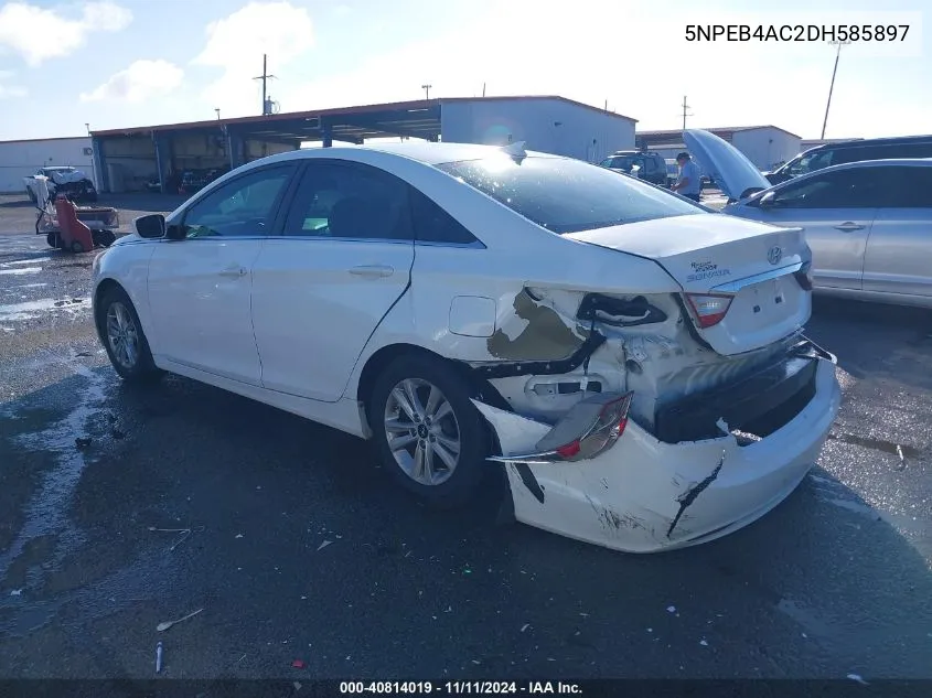 2013 Hyundai Sonata Gls VIN: 5NPEB4AC2DH585897 Lot: 40814019