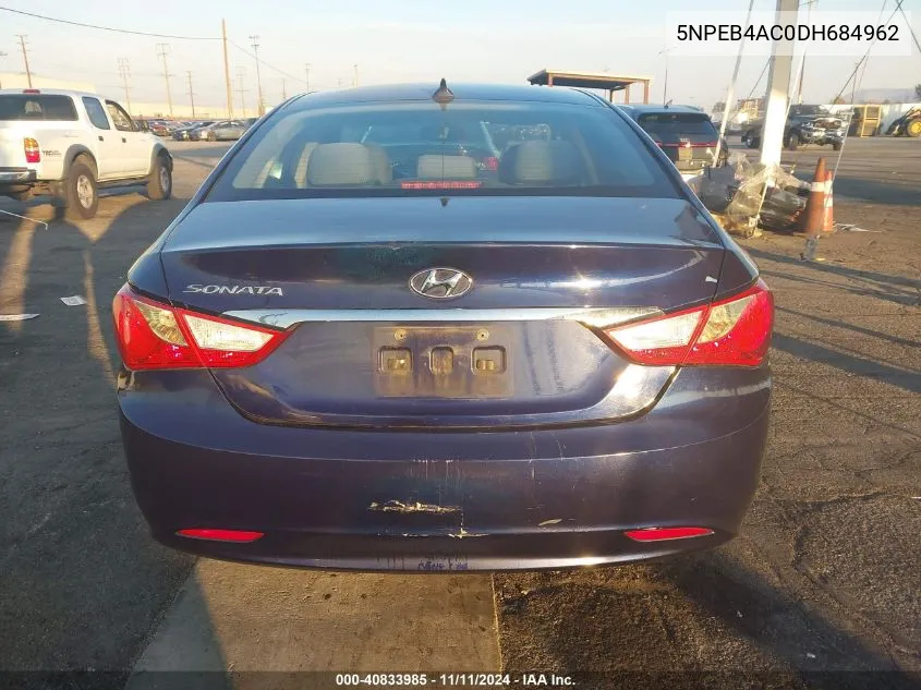 2013 Hyundai Sonata Gls VIN: 5NPEB4AC0DH684962 Lot: 40833985