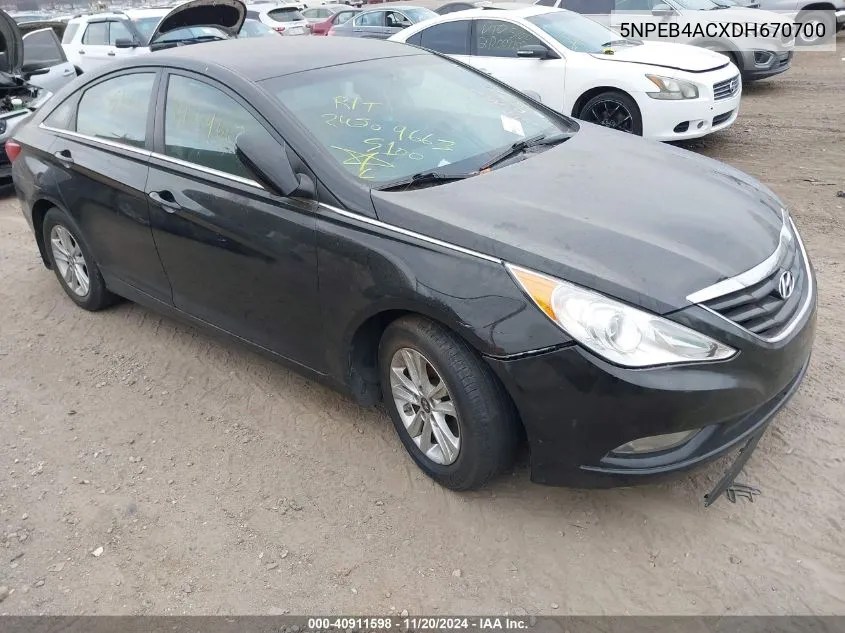 2013 Hyundai Sonata Gls VIN: 5NPEB4ACXDH670700 Lot: 40911598