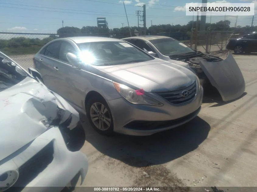 2014 Hyundai Sonata Gls VIN: 5NPEB4AC0EH906028 Lot: 38810782