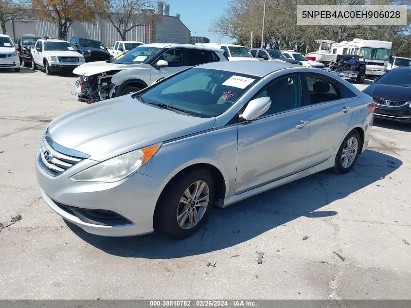 2014 Hyundai Sonata Gls VIN: 5NPEB4AC0EH906028 Lot: 38810782