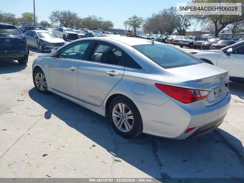 2014 Hyundai Sonata Gls VIN: 5NPEB4AC0EH906028 Lot: 38810782