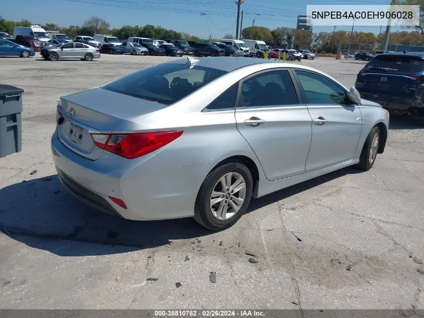 2014 Hyundai Sonata Gls VIN: 5NPEB4AC0EH906028 Lot: 38810782